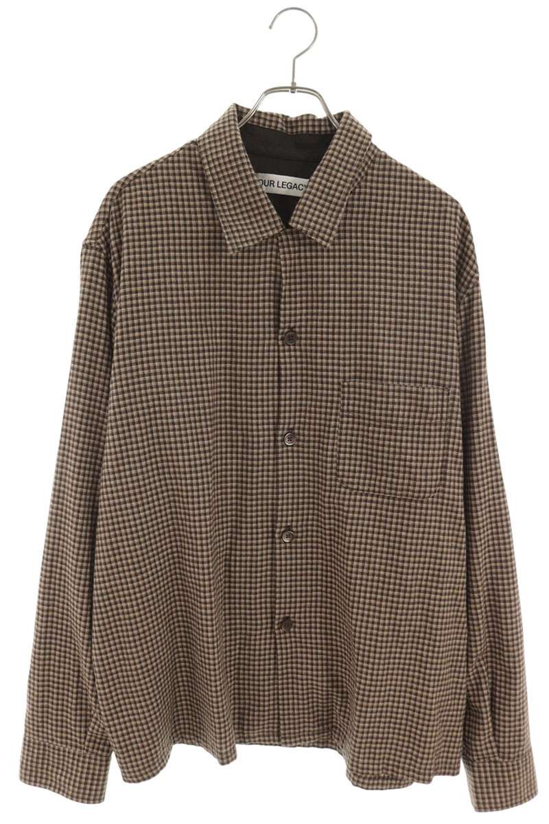 OUR LEGACY 25AW Open Collar Cotton Check Shirt Brown Size L