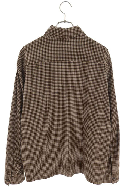 OUR LEGACY 25AW Open Collar Cotton Check Shirt Brown Size L
