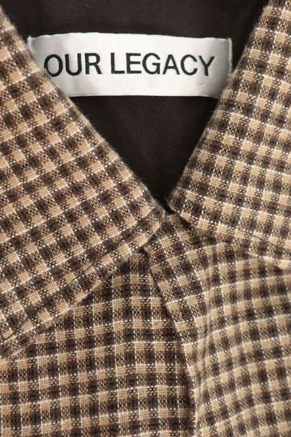 OUR LEGACY 25AW Open Collar Cotton Check Shirt Brown Size L