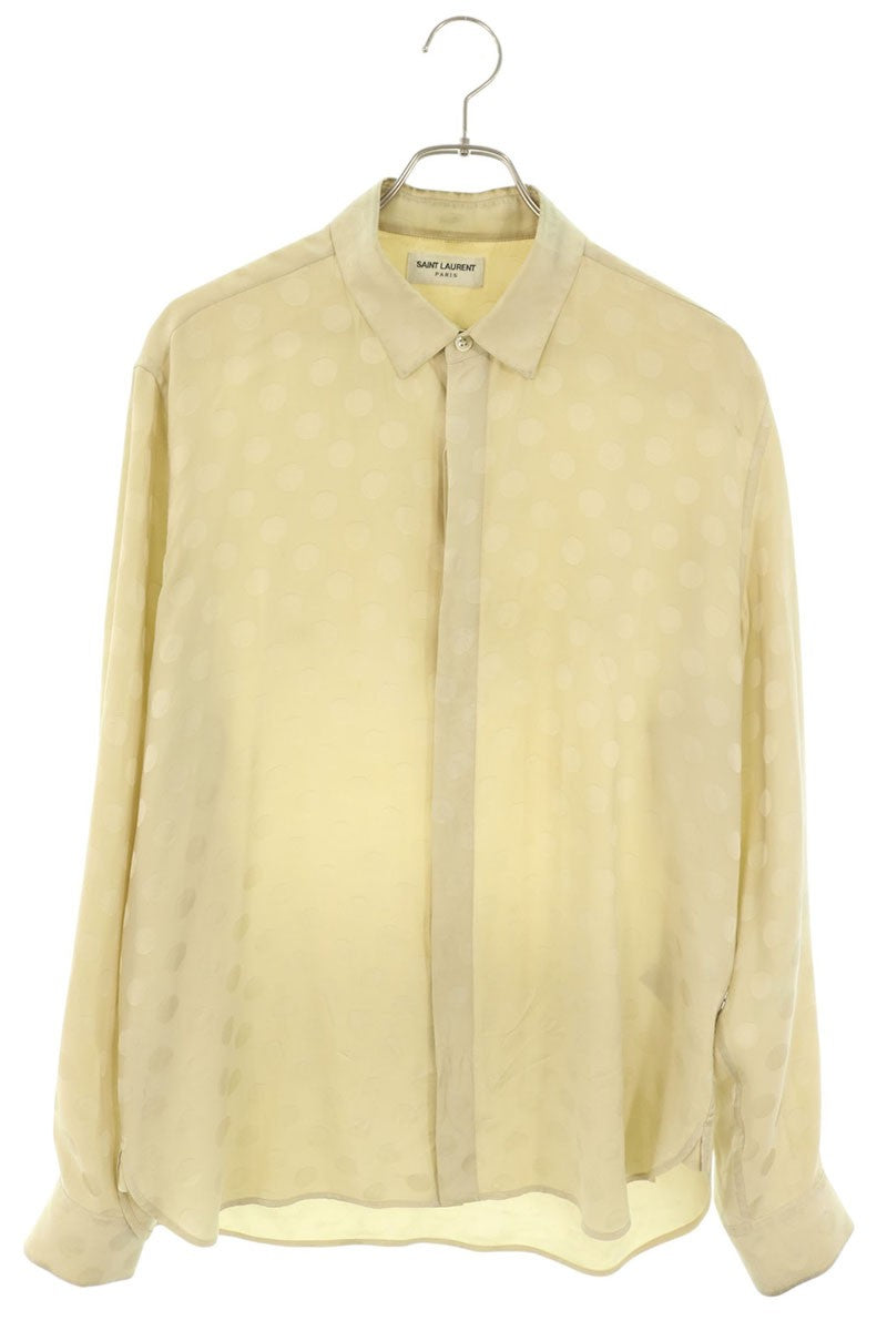 SAINT LAURENT PARIS Dot Pattern Silk Long Sleeve Size XXL