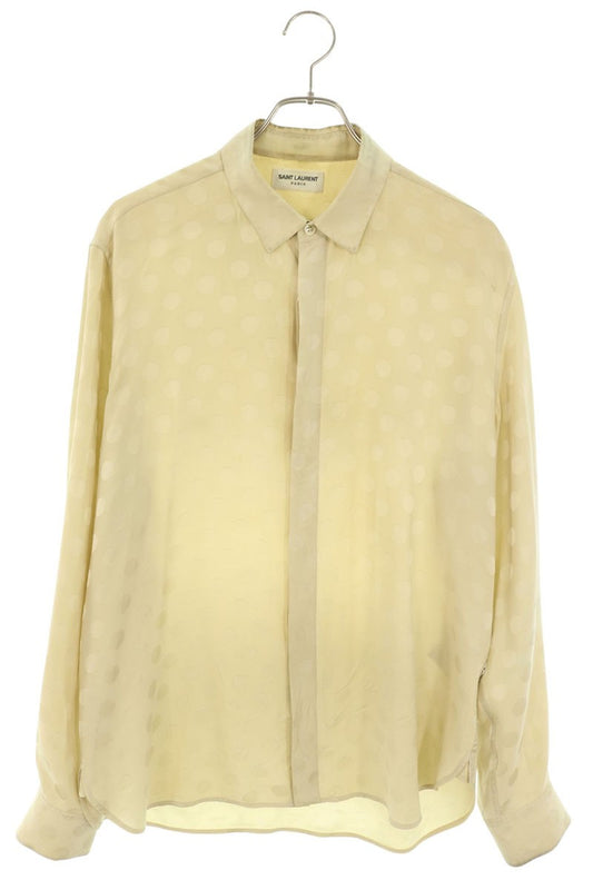 SAINT LAURENT PARIS Dot Pattern Silk Long Sleeve Size XXL