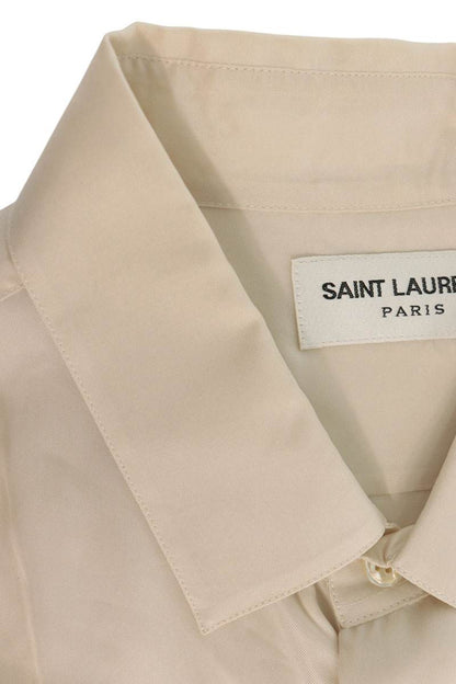 SAINT LAURENT PARIS Shell Button Cupro Shirt Size XXL