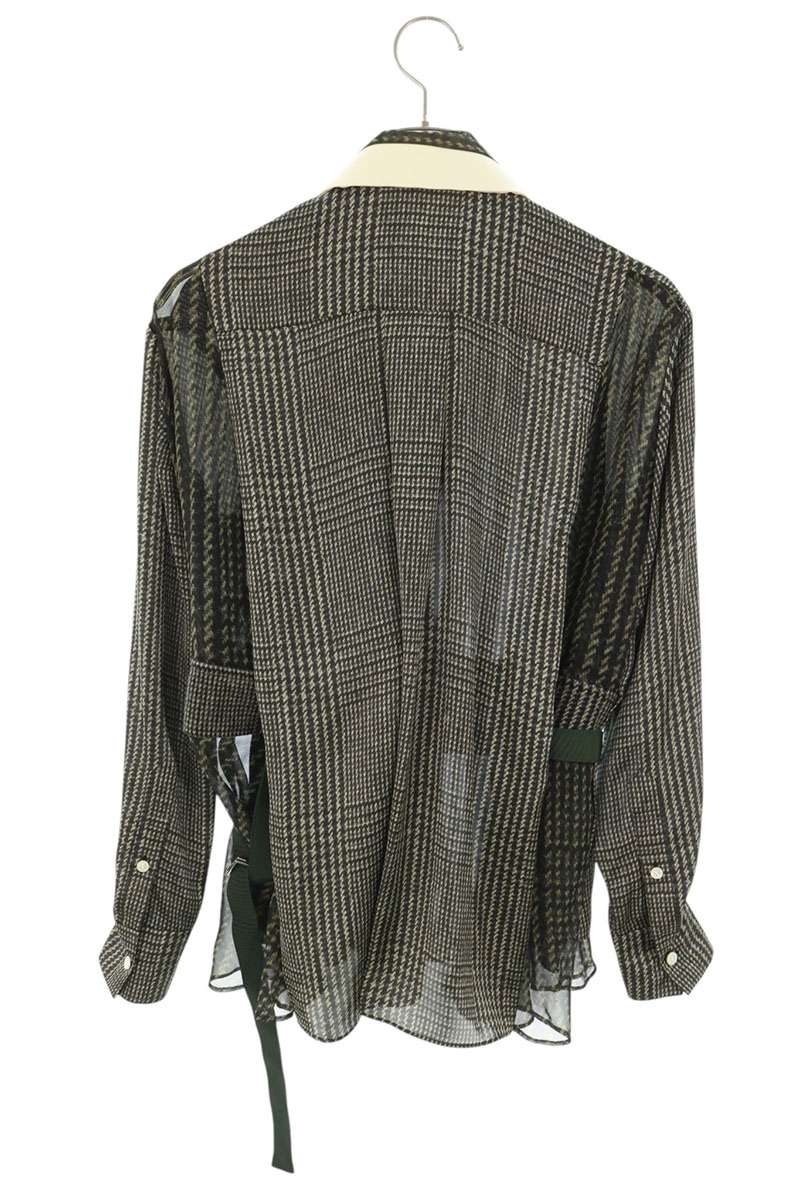 Sacai 20AW Green Glen Check Sheer Blouse Shirt Size 1
