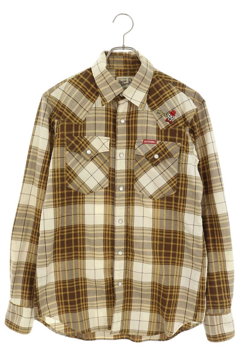 HYSTERIC GLAMOUR Brown Applique Check Long Sleeve Size M