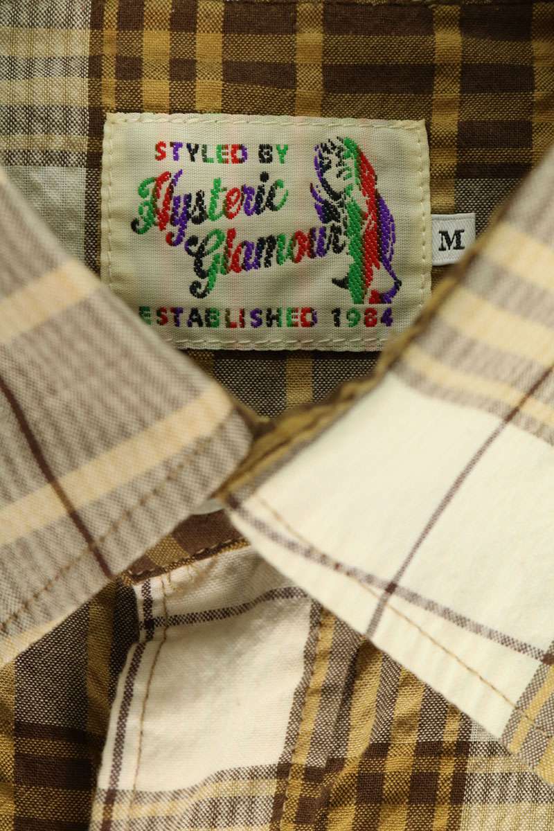 HYSTERIC GLAMOUR Brown Applique Check Long Sleeve Size M