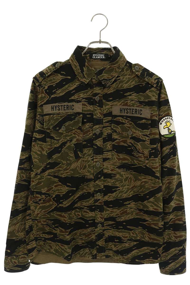 HYSTERIC GLAMOUR Khaki Green Character Applique Long Sleeve Size S