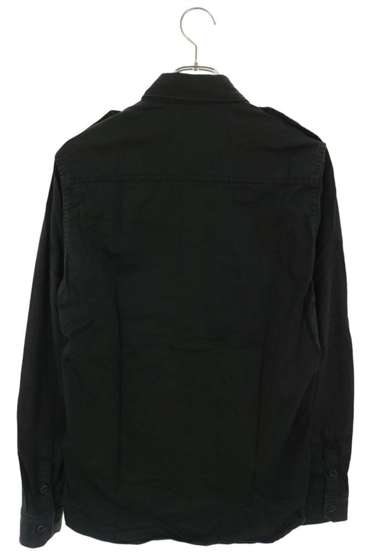HYSTERIC GLAMOUR Black Logo Applique Cotton Linen Long Sleeve Size S