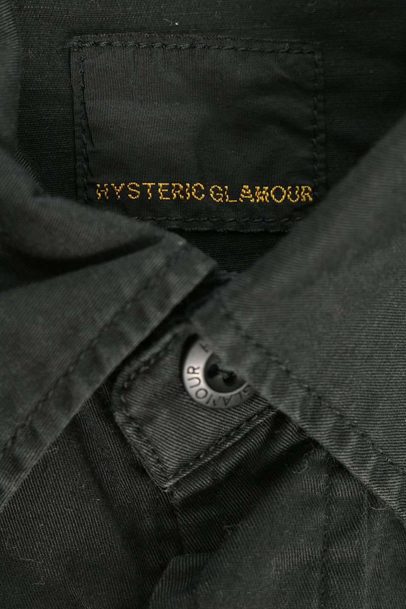 HYSTERIC GLAMOUR Black Logo Applique Cotton Linen Long Sleeve Size S