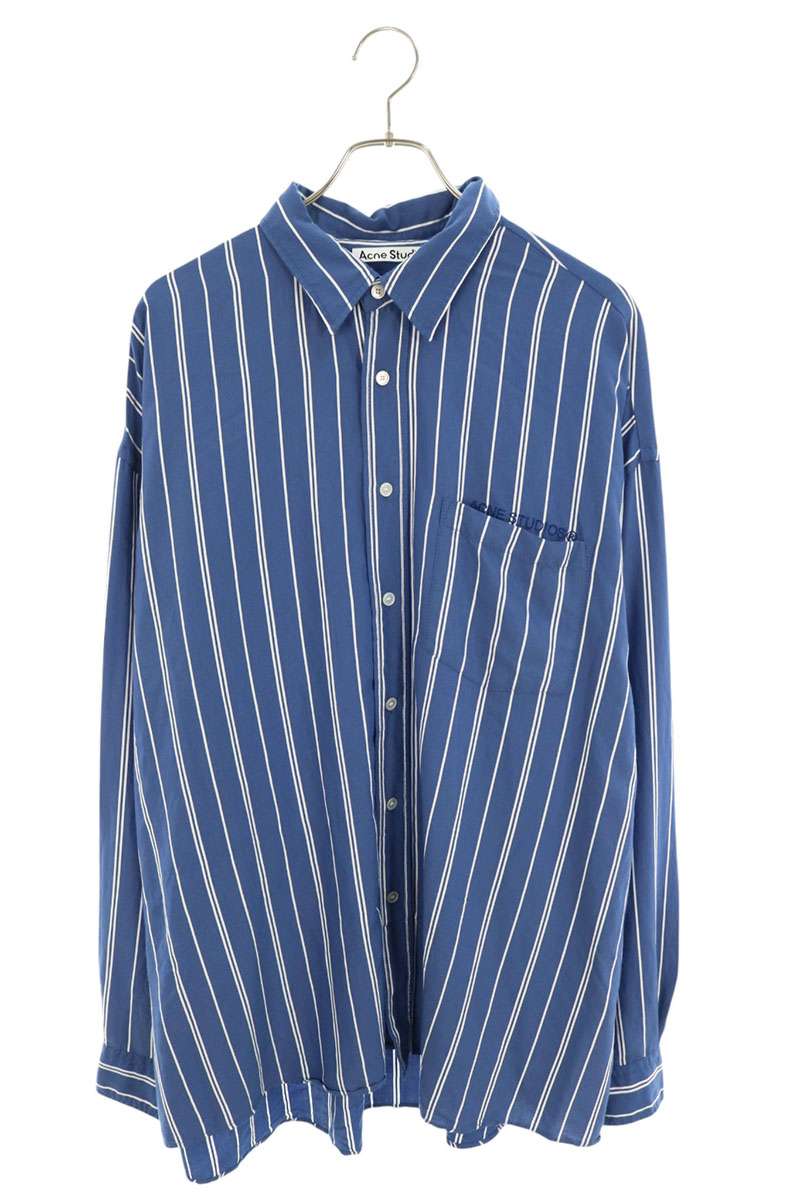 ACNE STUDIOS Logo Embroidered Stripe Long Sleeve Shirt Multi Size L