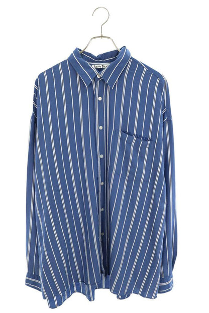 ACNE STUDIOS Logo Embroidered Stripe Long Sleeve Shirt Multi Size L
