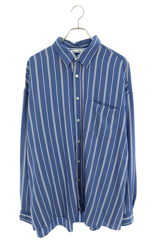 ACNE STUDIOS Logo Embroidered Stripe Long Sleeve Shirt Multi Size L