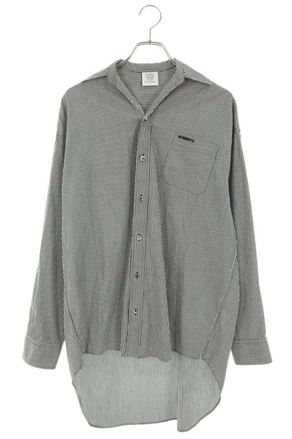 VETEMENTS Logo Embroidered Oversized Stripe Long Sleeve Shirt Size S