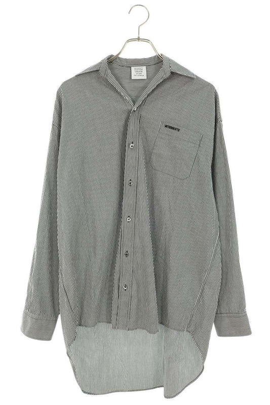 VETEMENTS Logo Embroidered Oversized Stripe Long Sleeve Shirt Size S