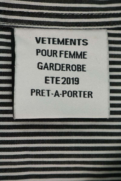 VETEMENTS Logo Embroidered Oversized Stripe Long Sleeve Shirt Size S