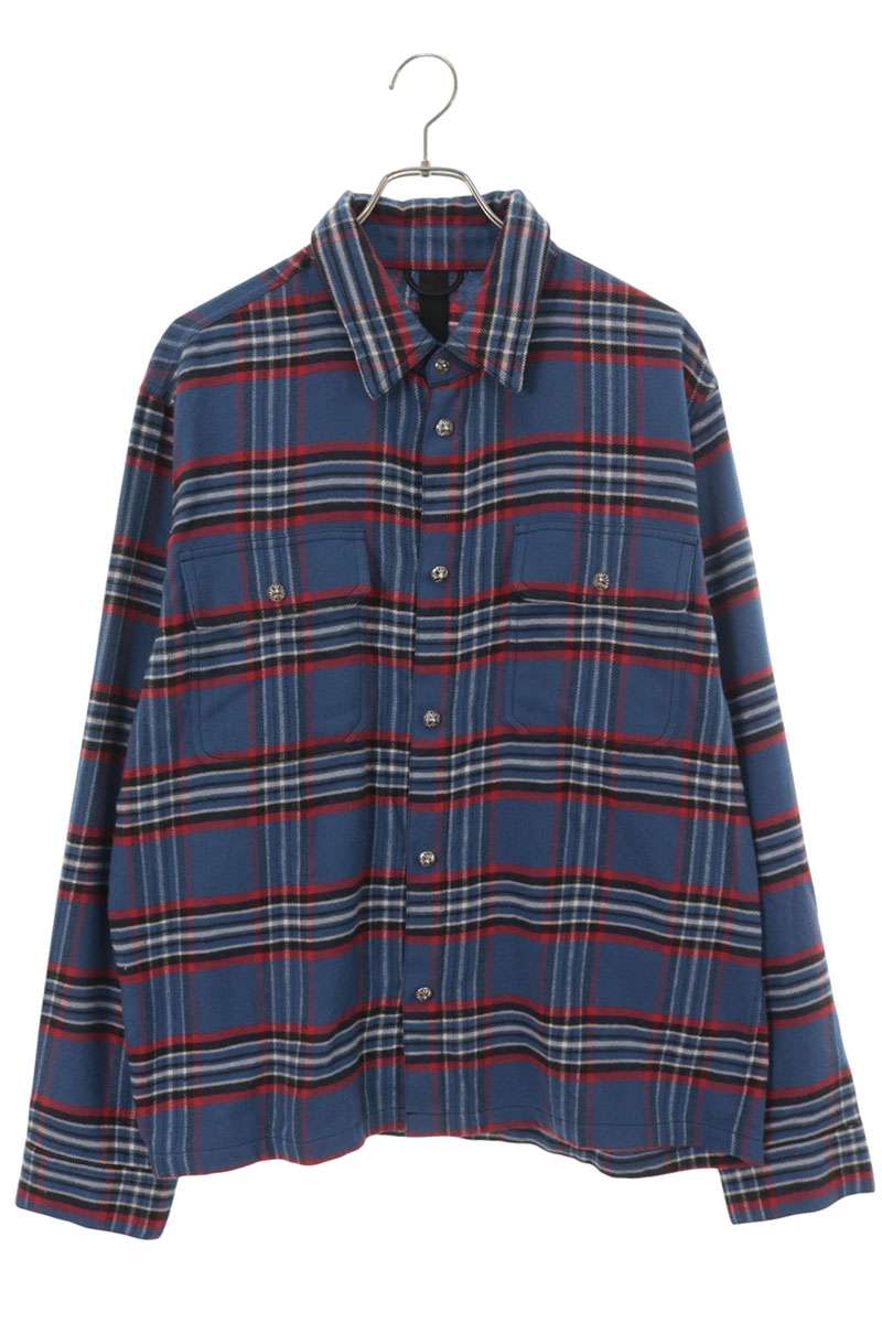 Chrome Hearts WORK DOG Cross Button Flannel Shirt Size L