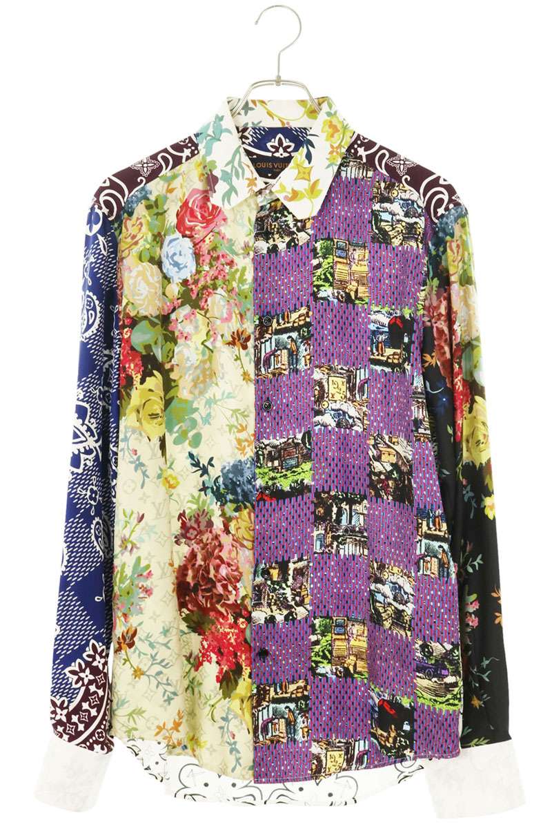 LOUISVUITTON Floral All-Over Print Long Sleeve Shirt Size S