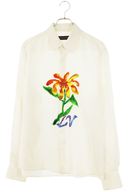 LOUISVUITTON Flower Print Silk Shirt Size M