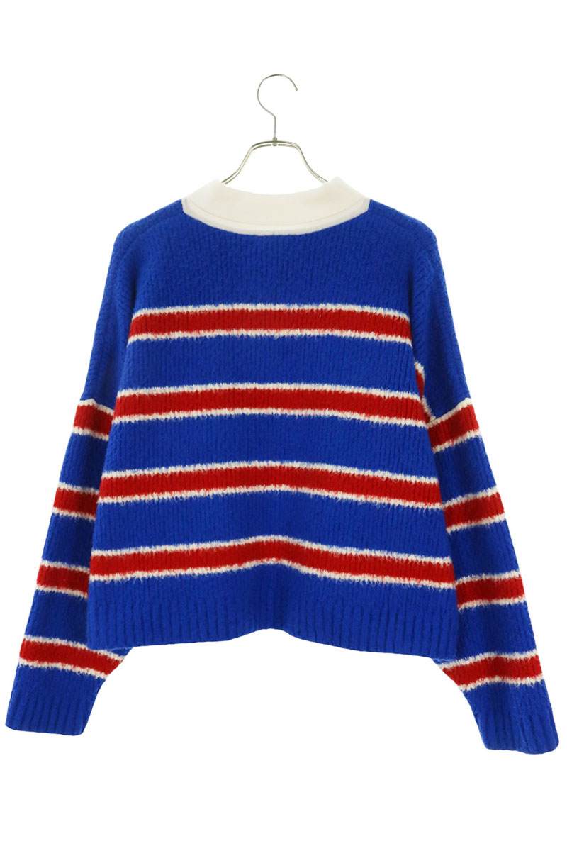 CELINE Striped Cotton Blend Long Sleeve Polo Size M