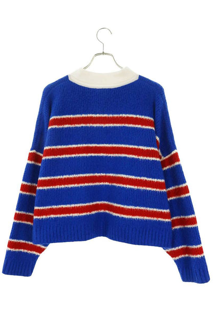 CELINE Striped Cotton Blend Long Sleeve Polo Size M