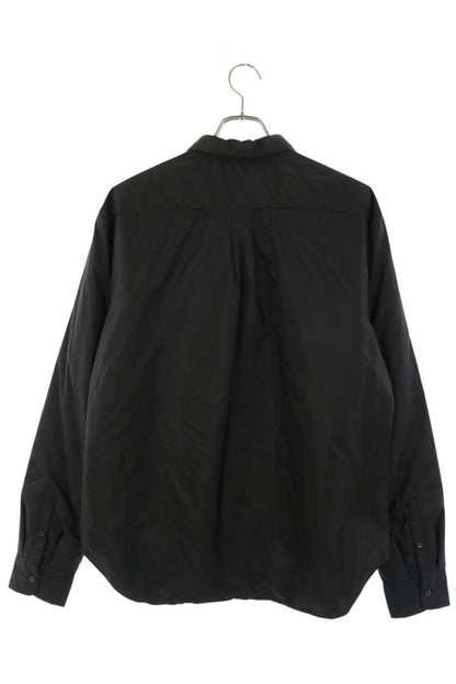 PRADA Re-Nylon Padded Logo Embroidered Long Sleeve Shirt Black Size L