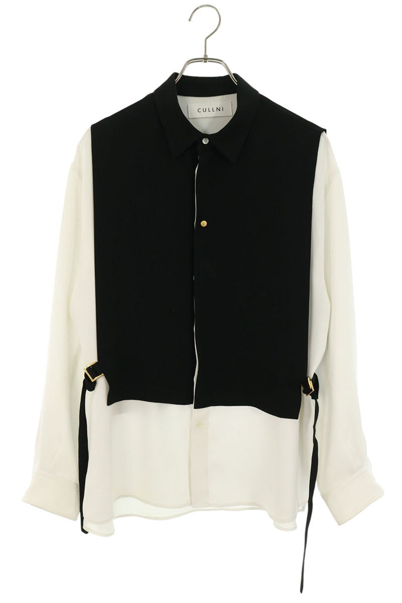 CULLNI Layered Belt Polyester Shirt White/Black Size 1