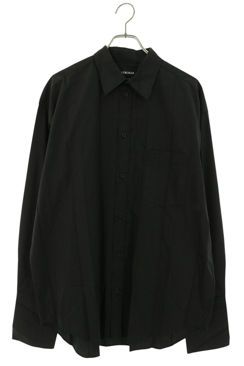 BALENCIAGA Oversized Pleated Poly-Cotton Shirt Black Size XL