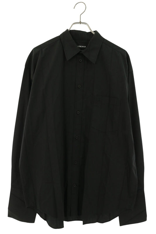 BALENCIAGA Oversized Pleated Poly-Cotton Shirt Black Size XL