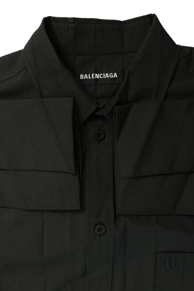 BALENCIAGA Oversized Pleated Poly-Cotton Shirt Black Size XL