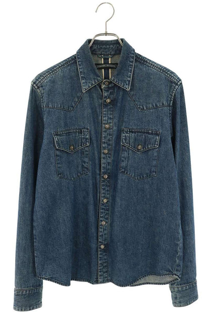 Chrome Hearts Cross Patch Denim Western Shirt Indigo Size SM