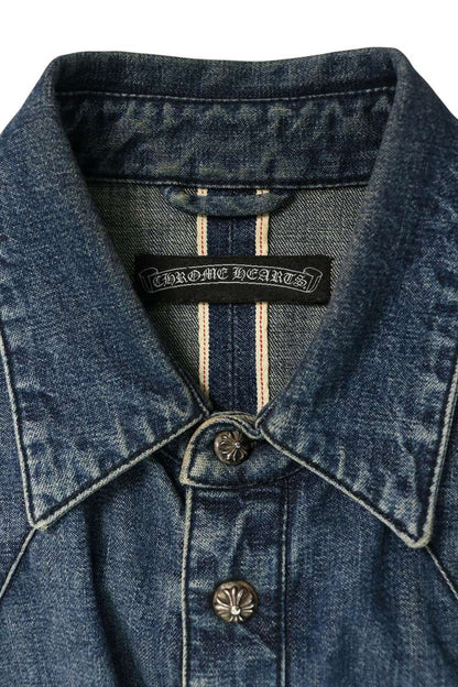 Chrome Hearts Cross Patch Denim Western Shirt Indigo Size SM