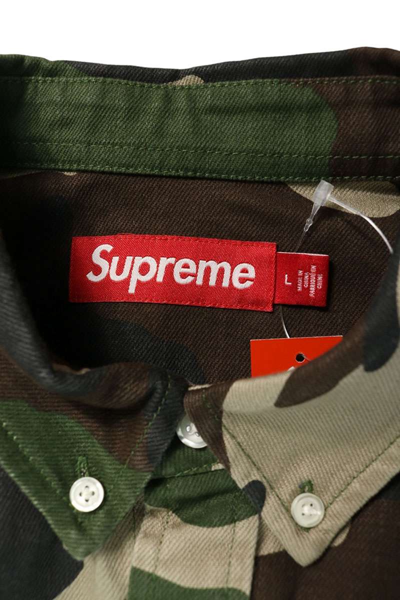SUPREME 25AW Small Box Denim Woodland Camo Shirt Size L