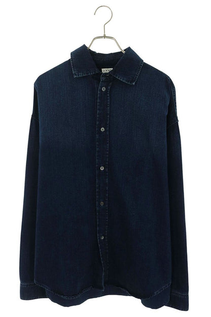 LOEWE Anagram Embroidered Oversized Shirt Indigo Size 46