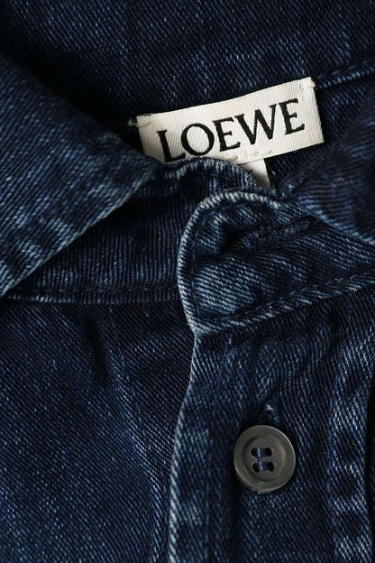 LOEWE Anagram Embroidered Oversized Shirt Indigo Size 46