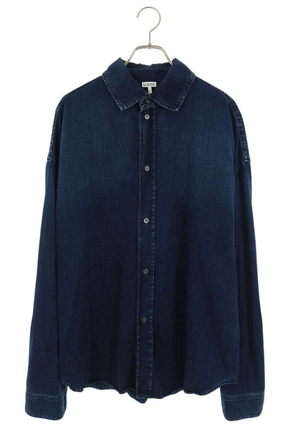 LOEWE Anagram Embroidered Oversized Shirt Indigo Size 50