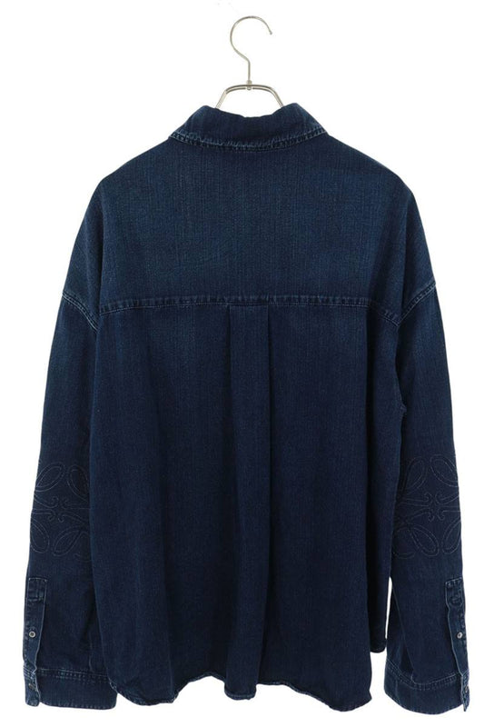LOEWE Anagram Embroidered Oversized Shirt Indigo Size 50