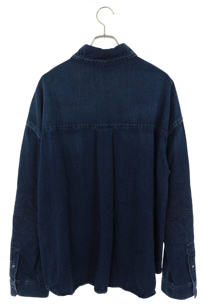 LOEWE Anagram Embroidered Oversized Shirt Indigo Size 50