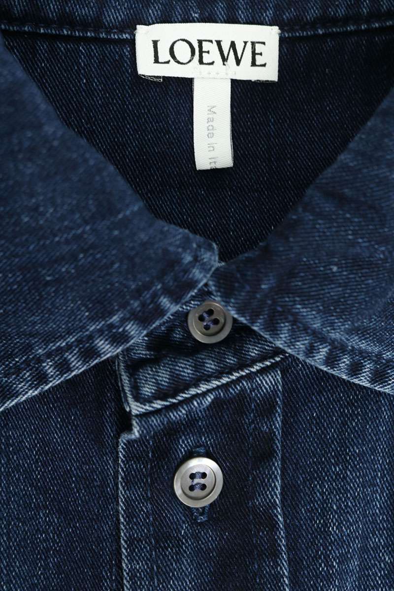 LOEWE Anagram Embroidered Oversized Shirt Indigo Size 50
