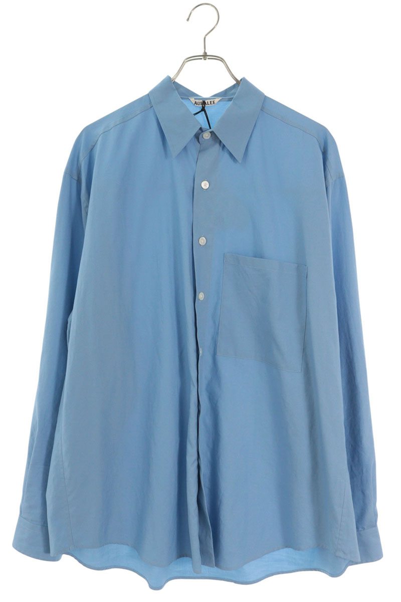 AURALEE Finx Twill Big Cotton Shirt Blue Size 5
