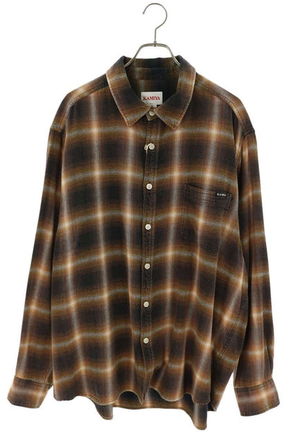 KAMIYA Tartan Check Cotton Shirt Orange/Black Size M