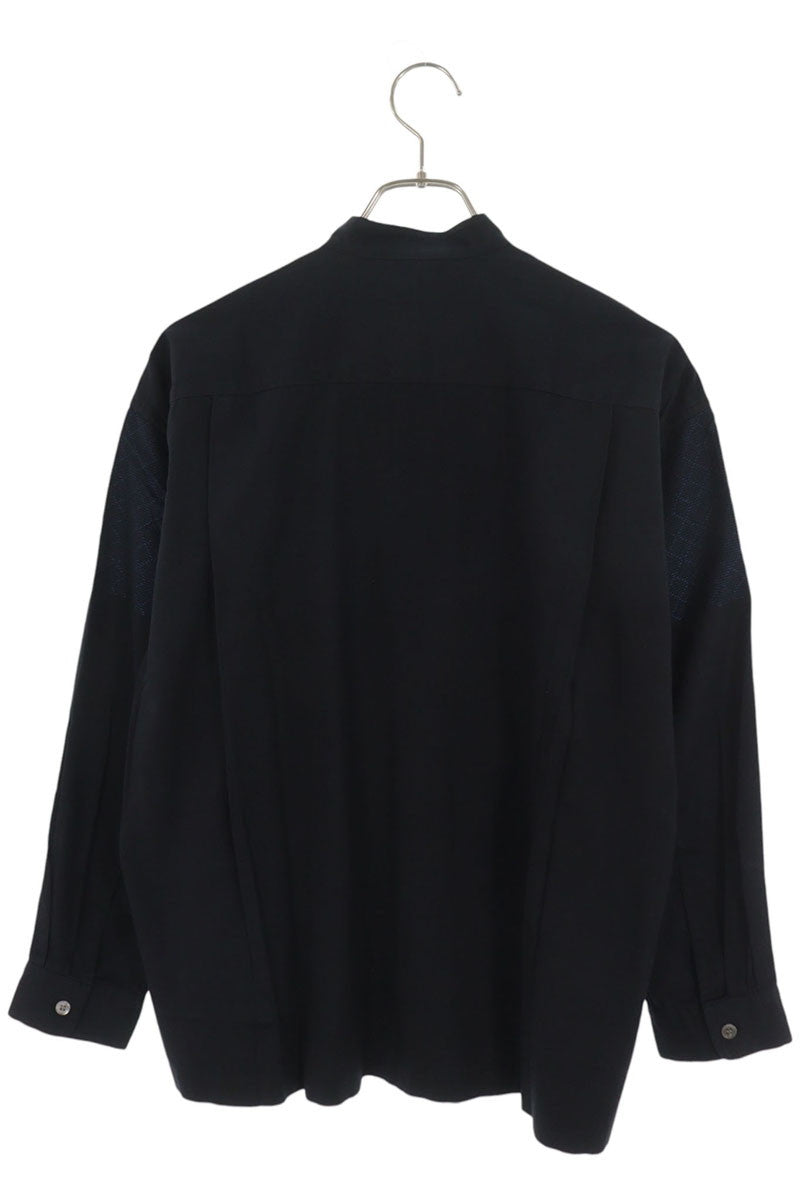 ISSEY MIYAKE Band Collar Cotton Shirt Navy Size 1