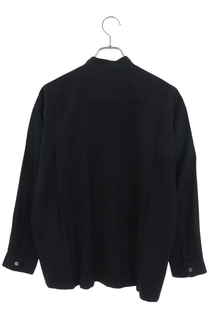 ISSEY MIYAKE Band Collar Cotton Shirt Navy Size 1