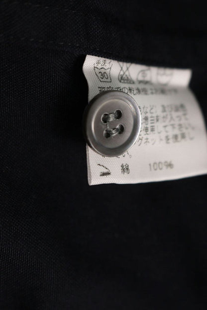 ISSEY MIYAKE Band Collar Cotton Shirt Navy Size 1