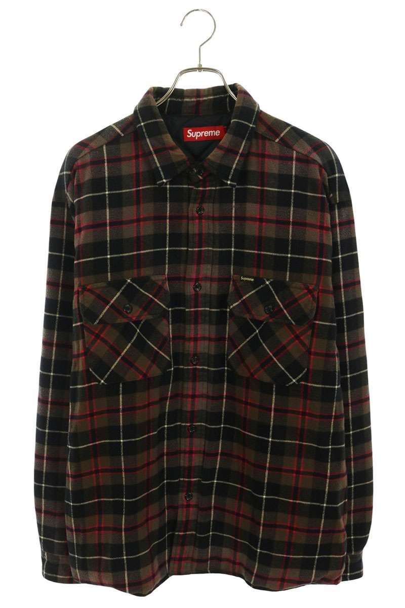 SUPREME 24AW Quilted Plaid Flannel Shirt Brown Size L