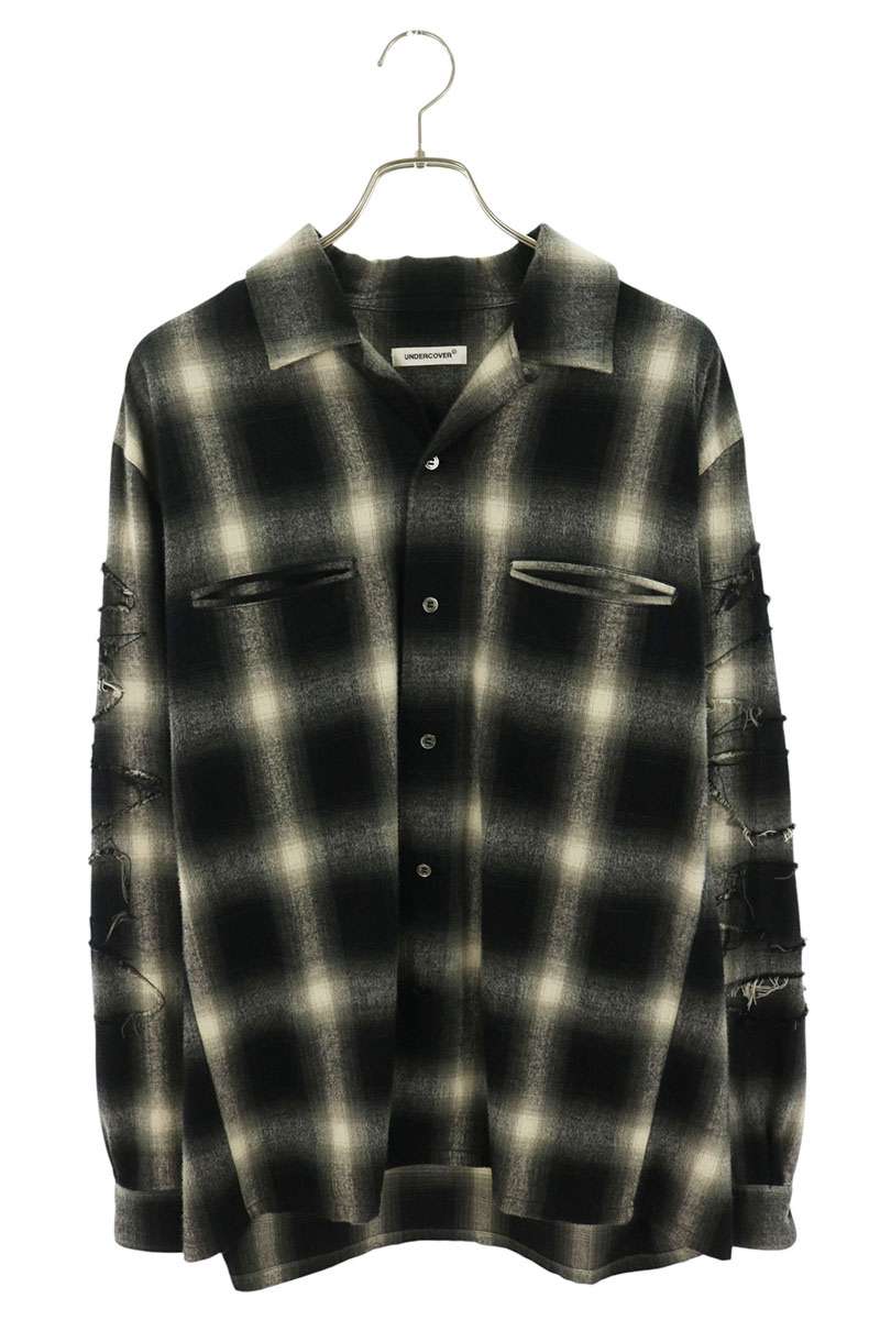 UNDERCOVER Black Flannel Check Long Sleeve Shirt Size 3