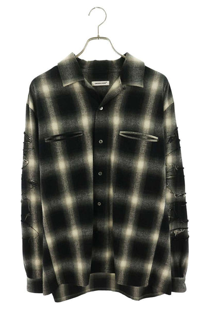 UNDERCOVER Black Flannel Check Long Sleeve Shirt Size 3