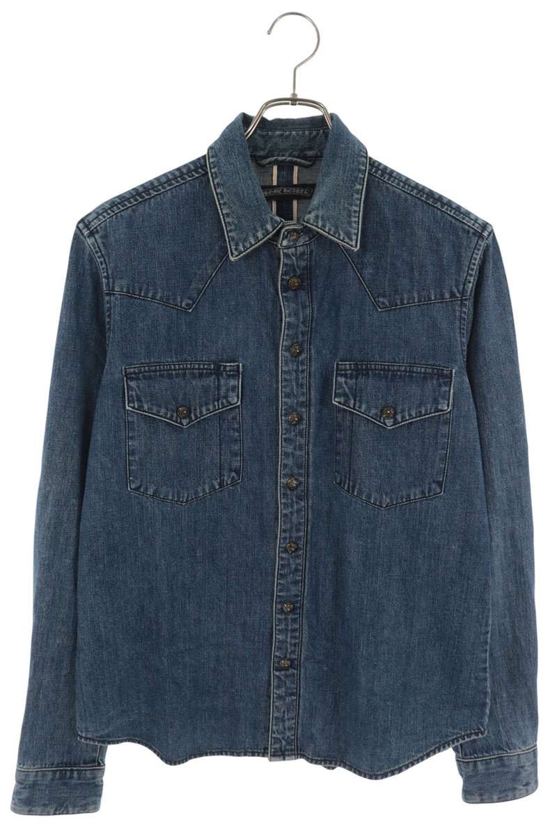 Chrome Hearts Denim Western Cross Patch Shirt Indigo Size M
