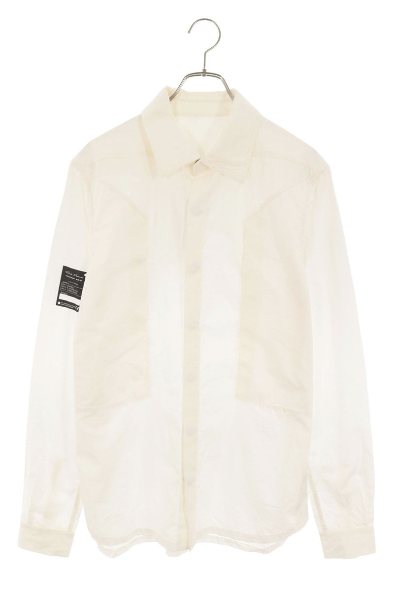 Rick Owens White Fog Pocket Cotton Shirt Size 48