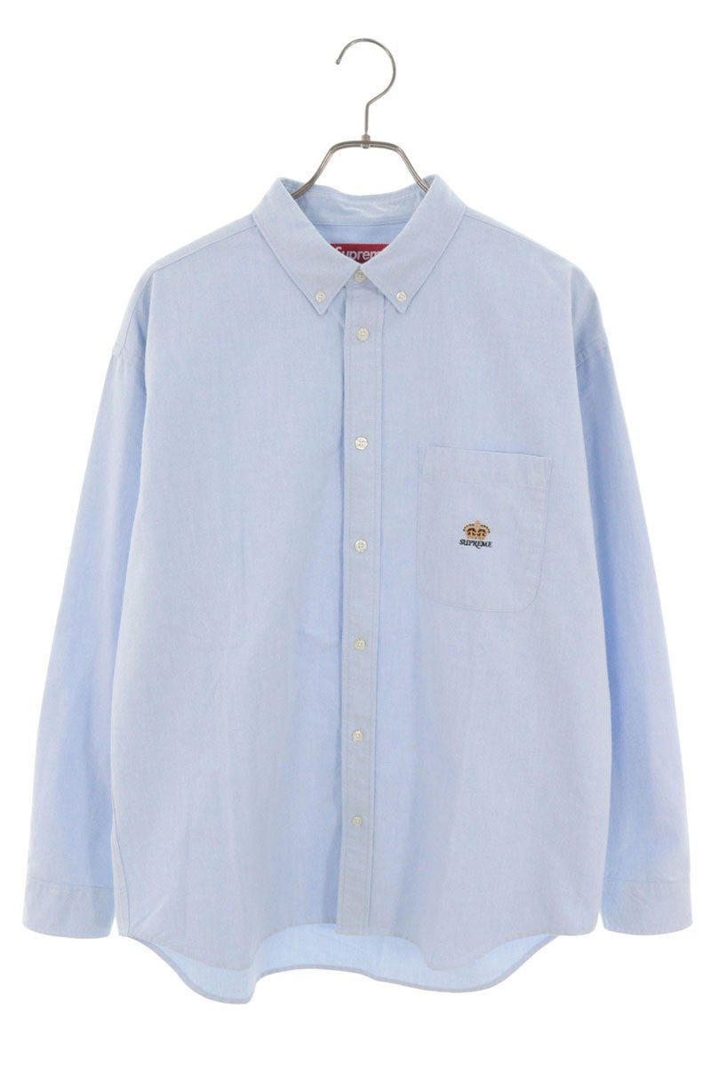 SUPREME 24AW Loose Fit Flannel Oxford Shirt Blue Size M