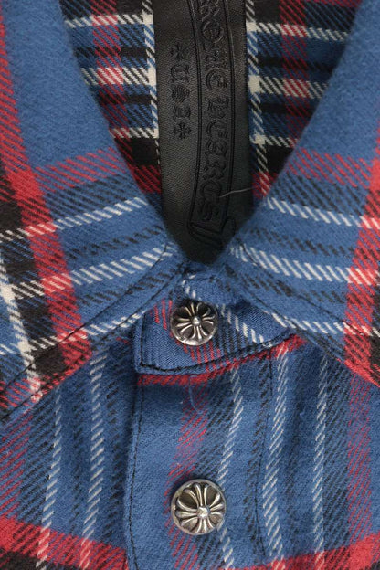 Chrome Hearts WORK DOG Cross Ball Button Check Shirt Size M