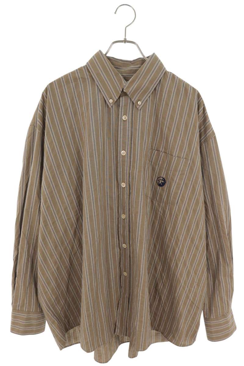 OUR LEGACY 22SS Borrowed Bd Logo Stripe Shirt Beige Size L